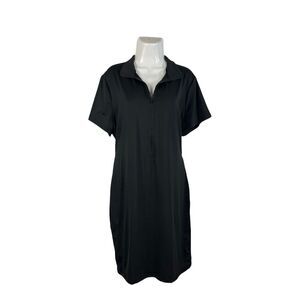 SHEIN Curve 4XL Black Bodycon Mini Dress Front Quarter Zip Short Sleeve NWT